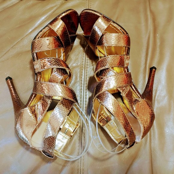 Strappy Victor Alfaro Snakeskin Stilettos - Picture 4 of 11